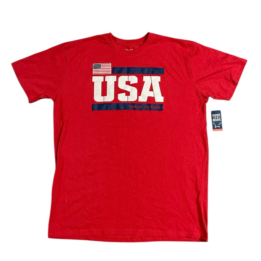 USA Home of the Brave Red Graphic T-Shirt Size 2XL